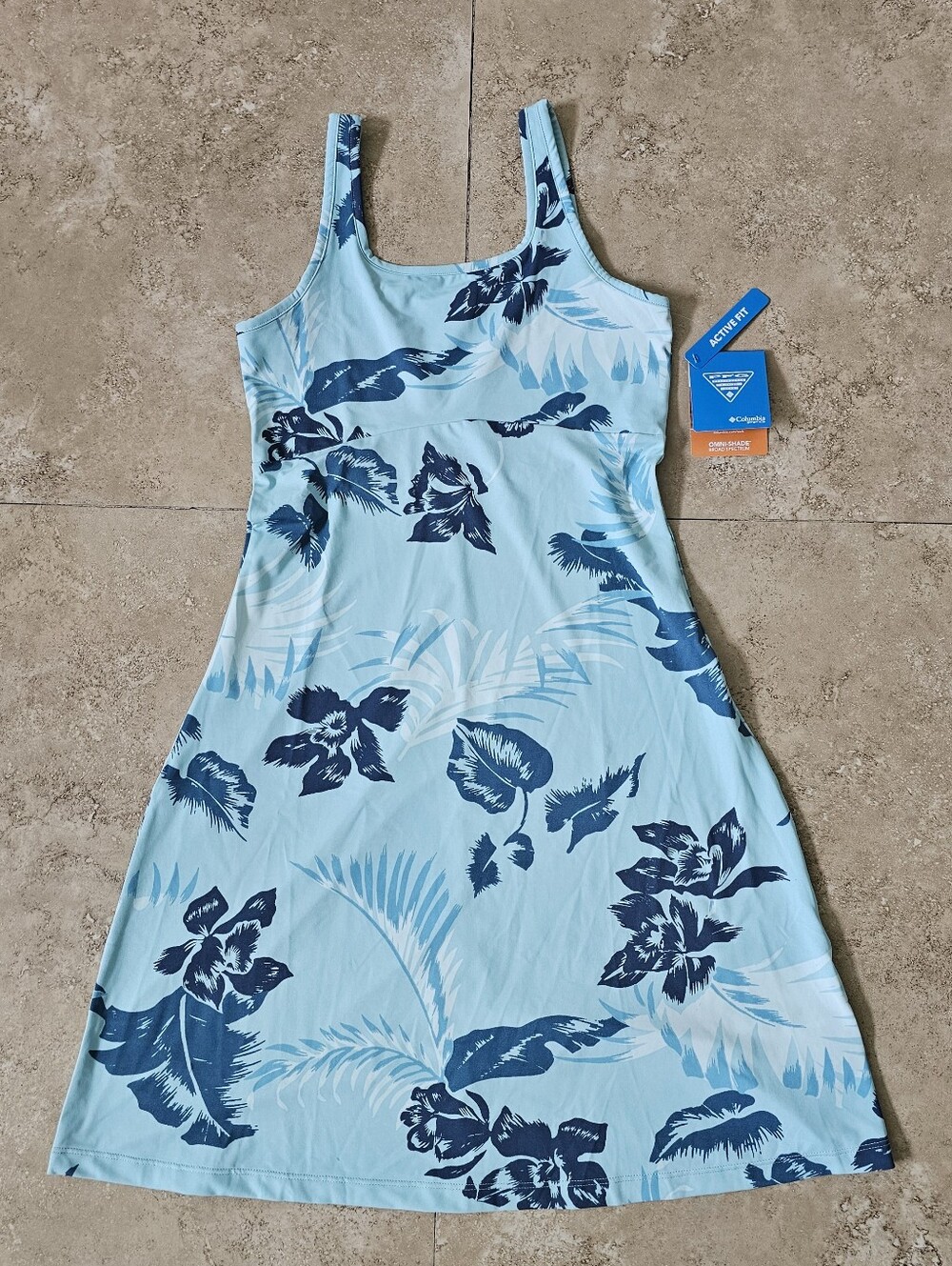 Columbia PFG Freezer III Dress Women's Size XS Blue Floral Omni-Freeze UPF50 NEW